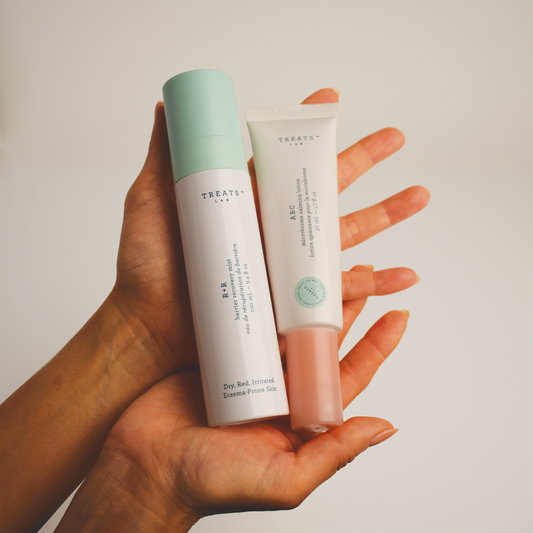 postbiotic prebiotic skincare Lactobacillus Ferment beta glucan eczema sensitive skin Treats Lab
